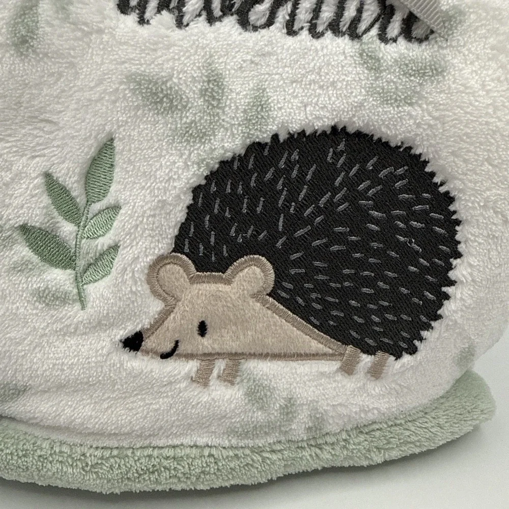 Parents Choice Hedgehog Baby Blanket Here For Adventure White Mint Green Plush